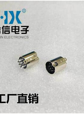 直销10-07FMINI焊线S端子DIN迷你小公头连接器10PIN10芯键盘插座