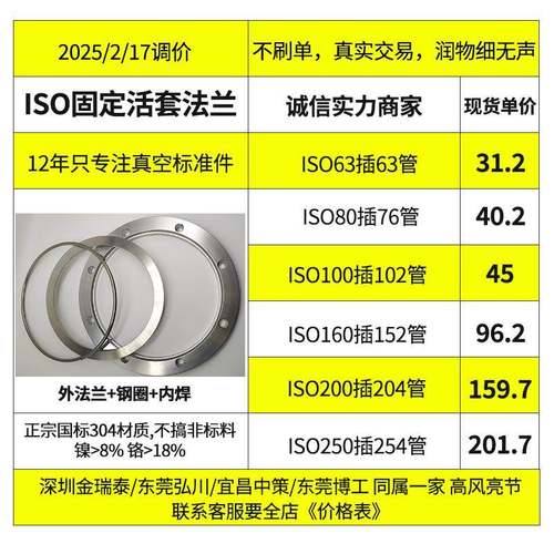 ISO-F真空活套法兰 ISO高真空活套法兰ISO63-ISO250优质不锈钢304