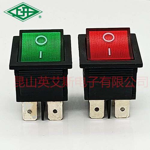 上开船型开关KCD4 KCD2-22NC16A6脚带灯电源开关接线插簧 220V24V