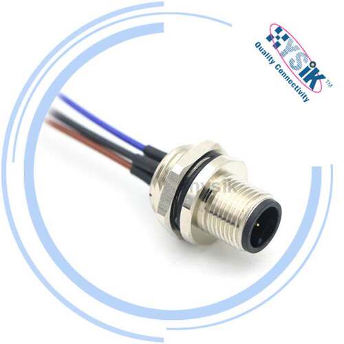 M12 5芯 公头后锁面板焊线式 防水连接器插座
