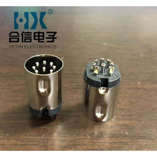 直销8-07F-S大DIN8PIN公头实芯针航空插头连接器头大D8P公头8芯头