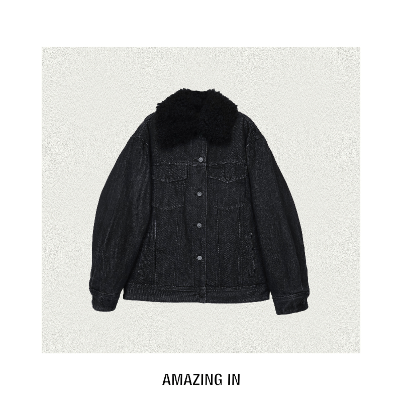 AMAZING IN | 1oo%棉 |羊毛领牛仔棉服外套A251202-AI5CDPJ223115