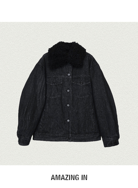 AMAZING IN | 1oo%棉 |羊毛领牛仔棉服外套A251202-AI5CDPJ223115