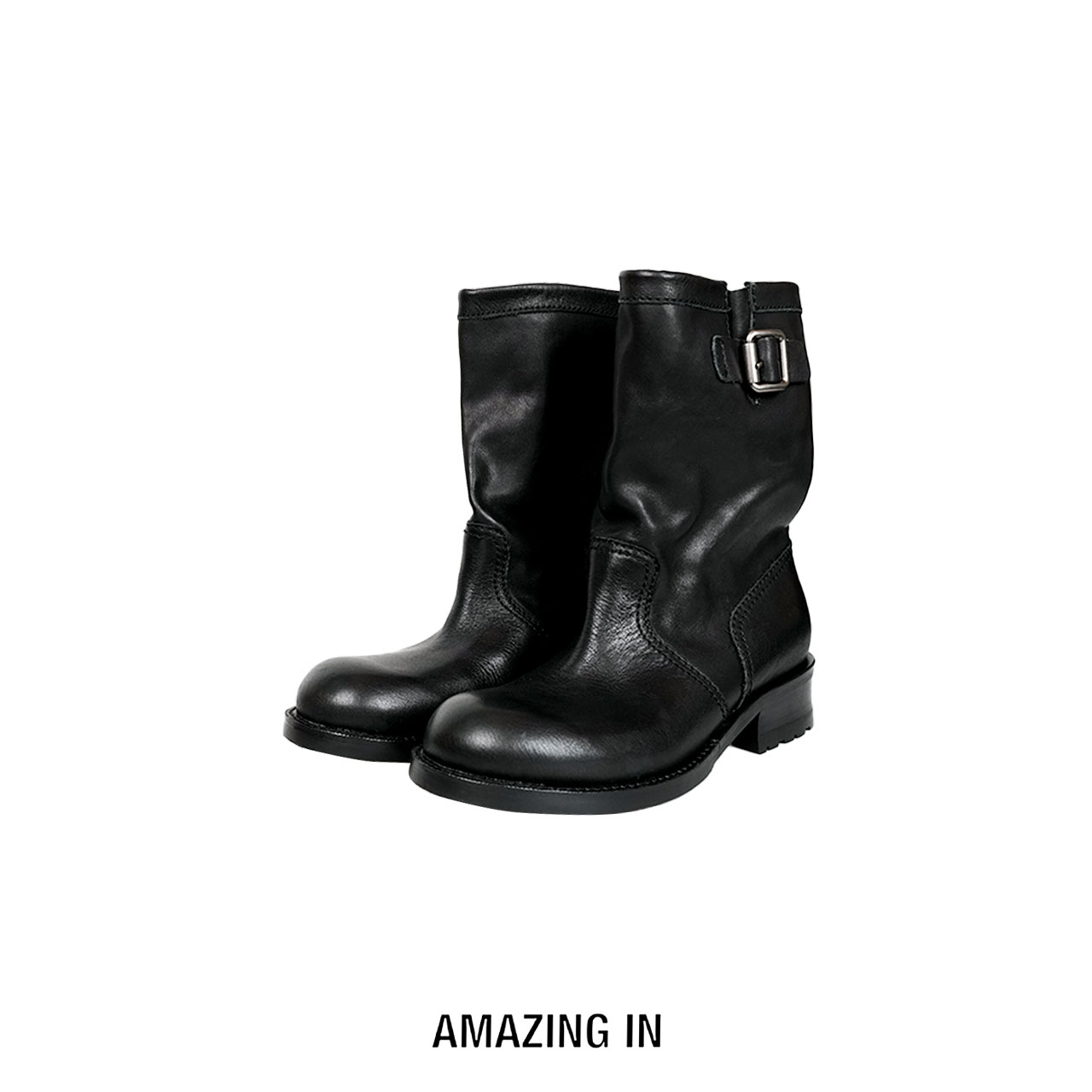 AMAZING IN | 植鞣水染小牛皮 | 中筒骑士靴A251008-AI10DBO25971