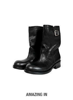 AMAZING IN | 植鞣水染小牛皮 | 中筒骑士靴A251008-AI10DBO25971