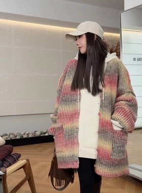 AMAZING IN | 羊毛混纺 | 彩色V领开衫外套A251225-AI5CDSW29711