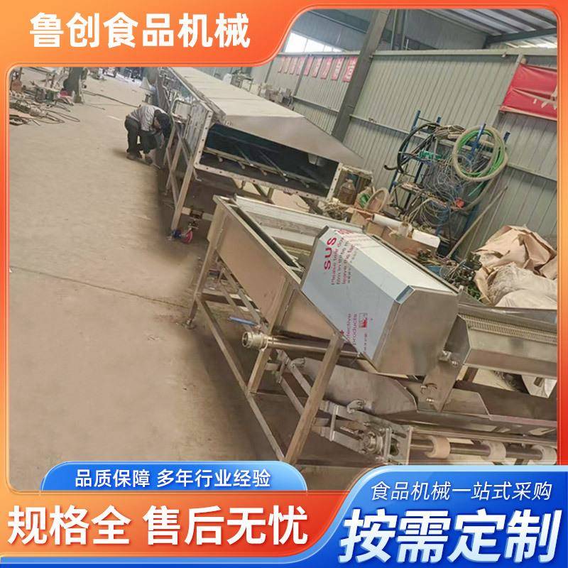 全自动大型隧道式鸡肉块蒸汽流水线连续式肉条蒸线猫粮蒸汽隧道