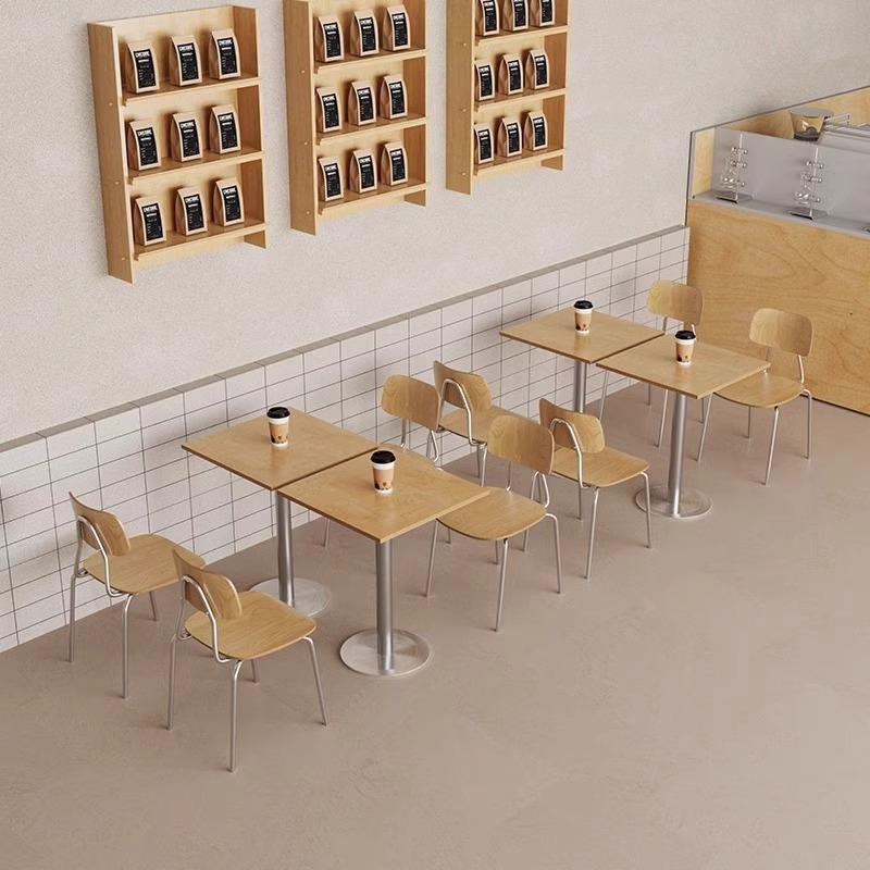 原木风餐桌椅咖啡厅方桌奶茶店料理海洋板桌子商用甜品店桌椅组合