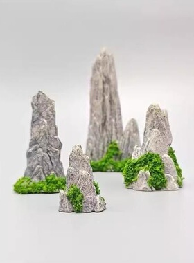 假山水瀑布景观建筑模型奇石内饰