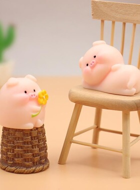 桌面树脂可爱装饰花猪玩具中控台