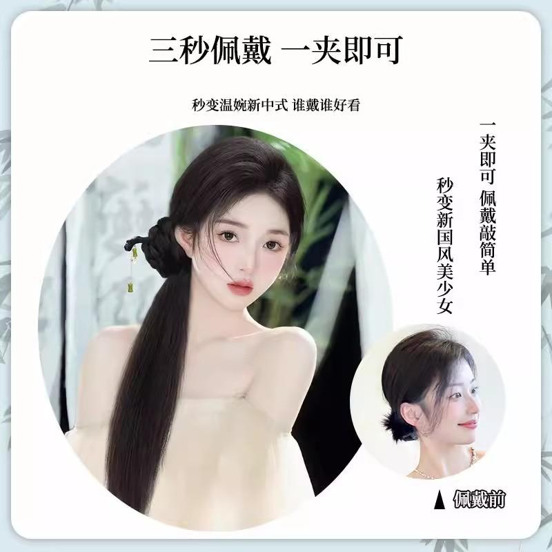 新中式假发辫马尾女轻国风发抓夹