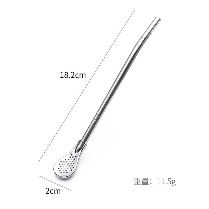 304不锈钢吸管勺子两用创意咖啡