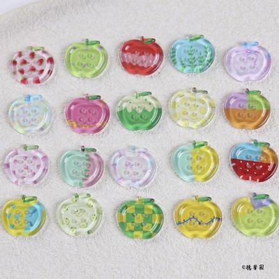 纽扣挂件材料包串珠彩色印花格子