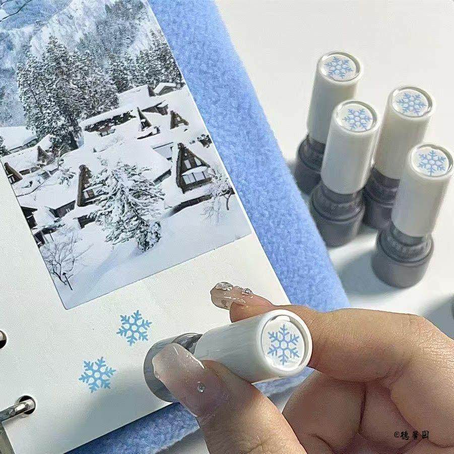 工具装饰冬季雪天氛围感可爱精致配件主题蓝色雪花印章手帐DIY,文具电教/文化用品/商务用品,手帐印章,淘宝优惠券,粉丝福利购,淘宝优惠卷