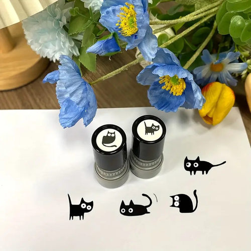 歪脖子黑猫印章竖尾巴diy可爱