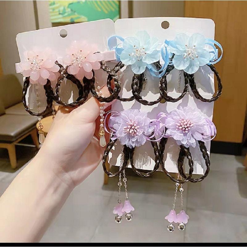 辫子假发唐装儿童表演古风小女孩