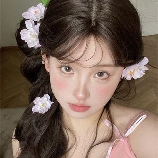 仙女头饰包出片樱花发夹浅粉仿真花朵春日包出片樱花拍照神器发夹