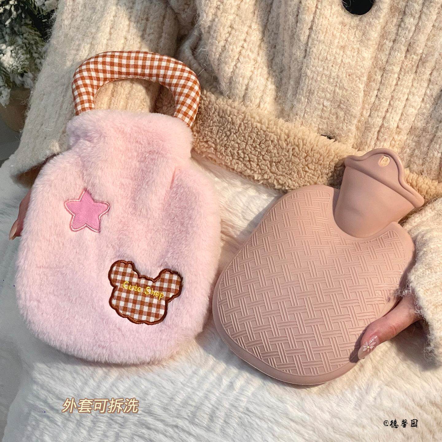 暖水袋热水袋注水暖肚子暖手宝学生敷肚子可爱毛绒热敷迷你大小号