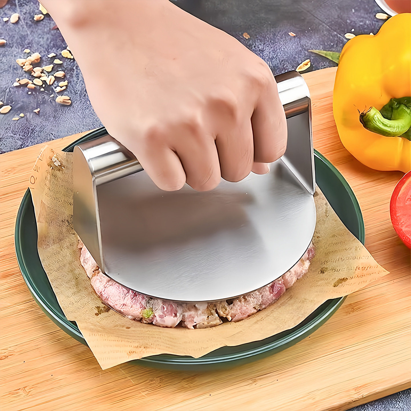 圆形压饼器家用铁板鱿鱼压板商用饺子皮器圆型压饼手压式烧饼