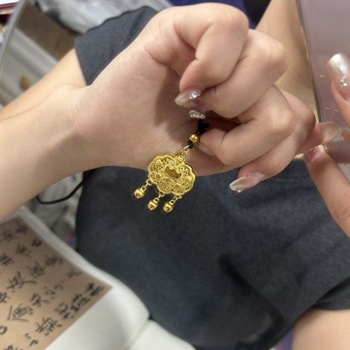 女国风福字长命锁平安锁项链编绳