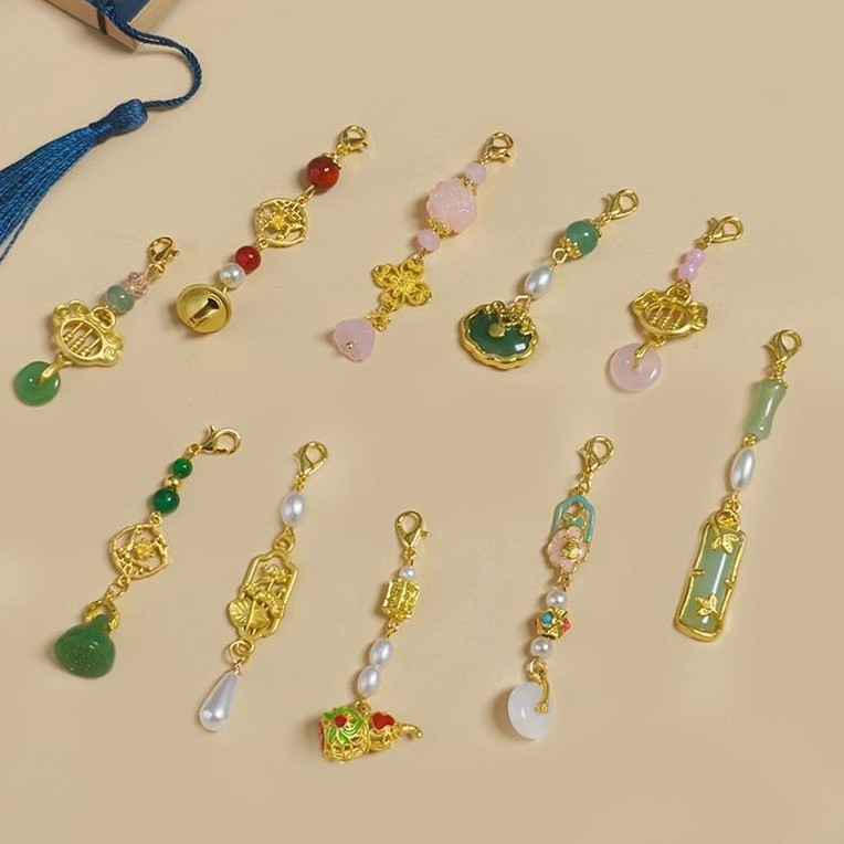 沙金吊坠平安扣清新diy古风竹节