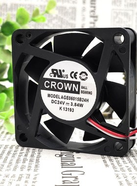 台湾惯展CROWN AGE06015B24H DC24V 3.84W 6015 6CM 散热风扇