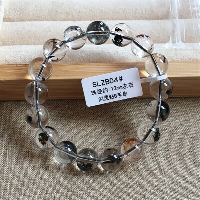 天然闪灵钻手串男女款赫尔基蒙水晶手链共生红黄胶花大卡珠子饰品