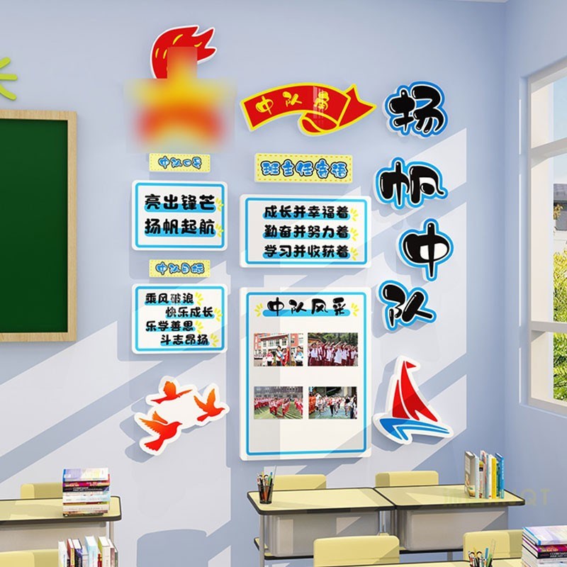 向阳中队角布置墙贴少先队班级文化墙教室装饰画黑板报向日葵主题