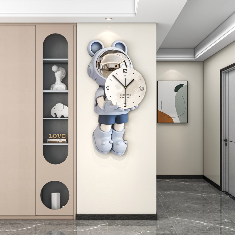 钟表挂钟客厅家用静音装饰画简约现代创意钟儿童房表宇航员时钟
