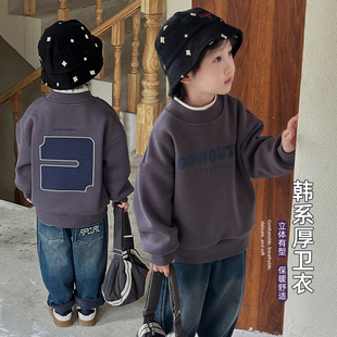 【悠悠童话】儿童卫衣加绒加厚长袖2025新款秋冬季男童潮打底上衣
