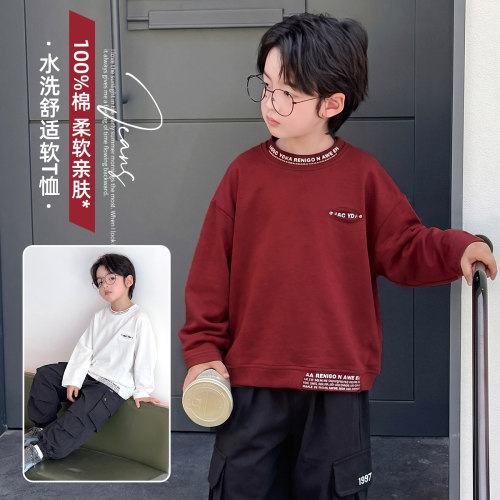 【悠悠童话】男童长袖t恤春秋款2026新款儿童秋季纯棉打底衫上衣