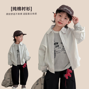 【悠悠童话】儿童白衬衫长袖2026新款春装男童春秋上衣韩版薄外套