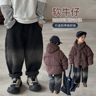 【悠悠童话】男童牛仔裤加厚裤子中大儿童2025新款秋冬男孩长裤子