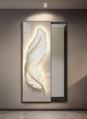 意式轻奢羽毛隐形全身镜推拉隐藏式镜子卧室试衣镜壁挂家用穿衣镜