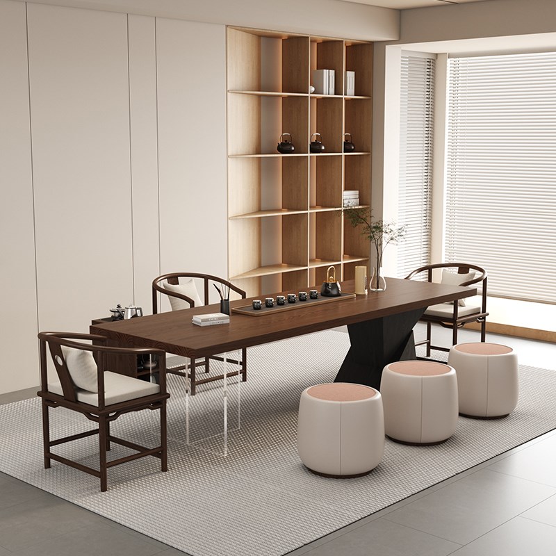 实木茶桌椅组合后现代简约轻奢办公室亚克力大板家用泡茶台高级感