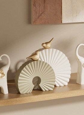 高级感设计师艺术摆件姹寂风客厅玄关电视柜摆设美式复古软装装饰