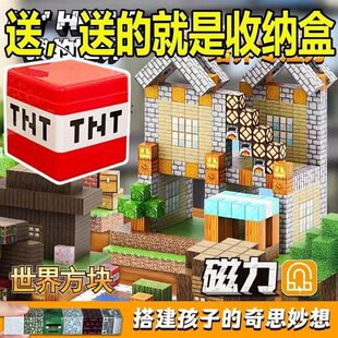 我 3D立体百搭14岁以下儿童礼物宅男孩玩具 世界磁力方块益智拼装