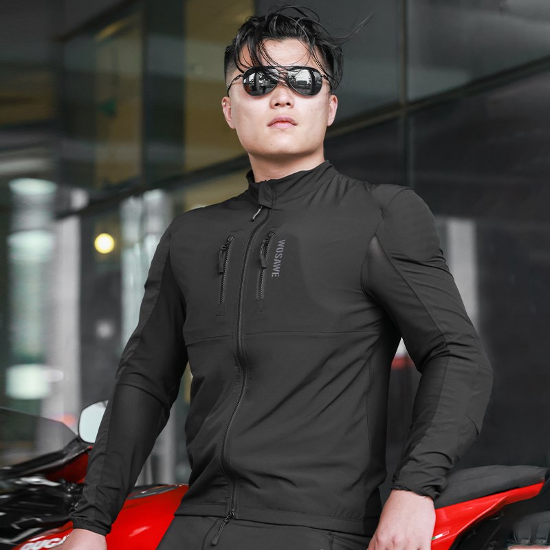 沃萨维摩托车骑行服夏季网纱透气赛车服内置CE护具防摔软甲衣薄款