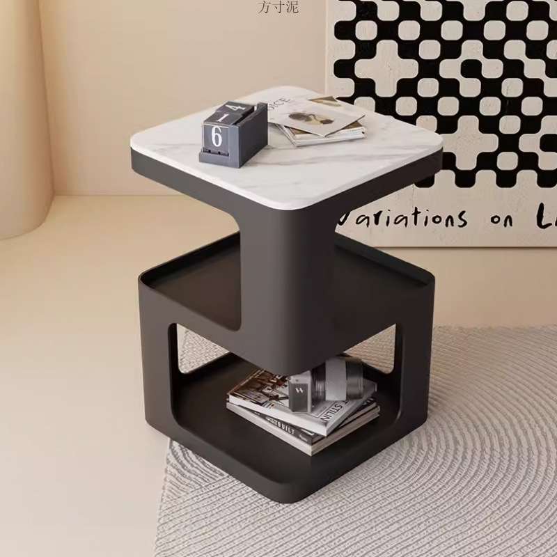 沙发边几岩板客厅茶几铁艺角几轻奢卧室床头柜简约现代小茶桌工厂