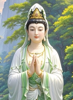 微笑观音画像佛字壁挂画观世音菩萨阿弥陀佛玄关佛堂居家镇宅相
