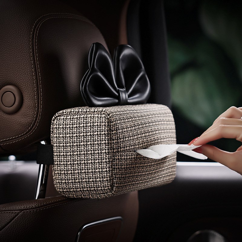 星星小香风汽车纸巾盒车用抽纸盒车载挂式纸巾包车内装饰用品大全