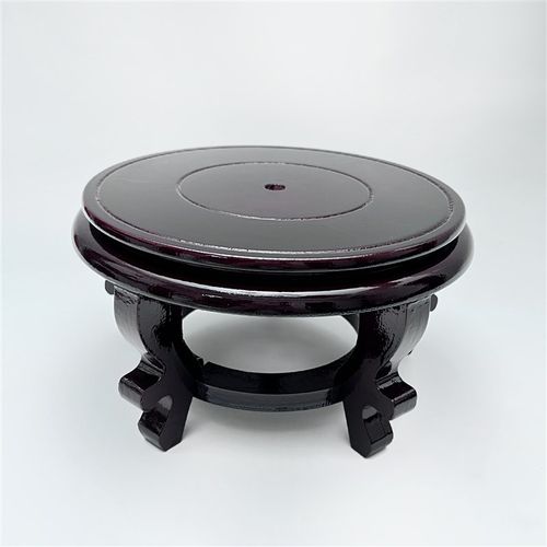 圆形高脚木质底座花瓶酒坛花盆鱼缸花架实木铜器工艺品摆饰底托架