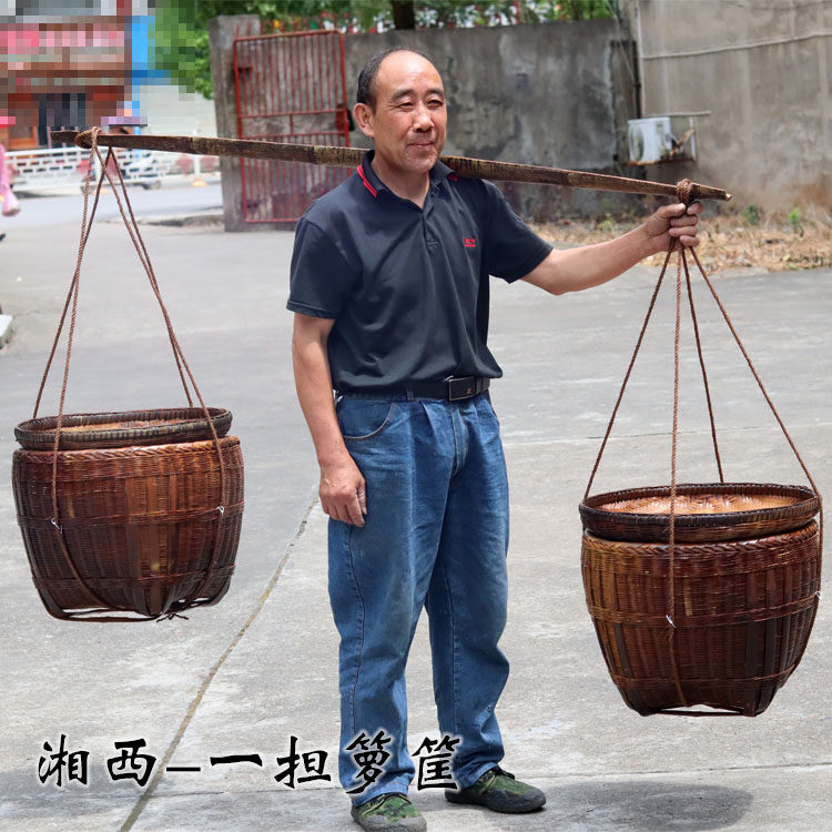 手工竹编烟熏筐大竹筐篓子婚礼竹筐家具收纳筐簸箕做旧竹箩筐