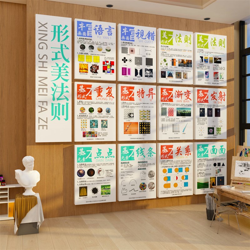 画室布置美术室墙面装饰艺术培训班机构素描教室环创意文化墙贴纸