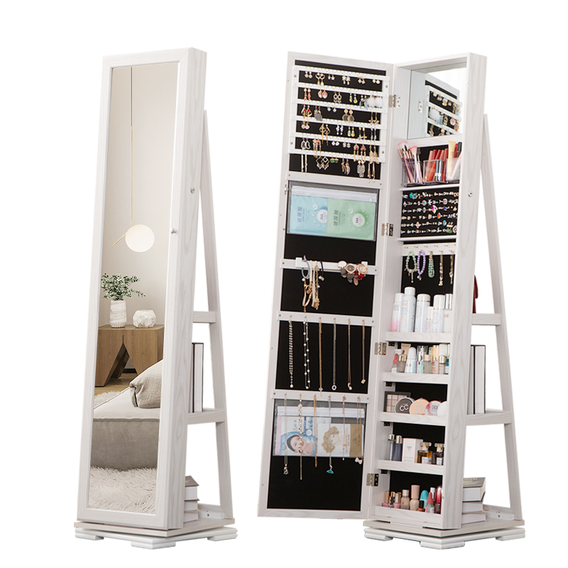 旋转全身镜 衣帽间落地镜 现代简约试衣镜子首饰收纳储物柜穿衣镜