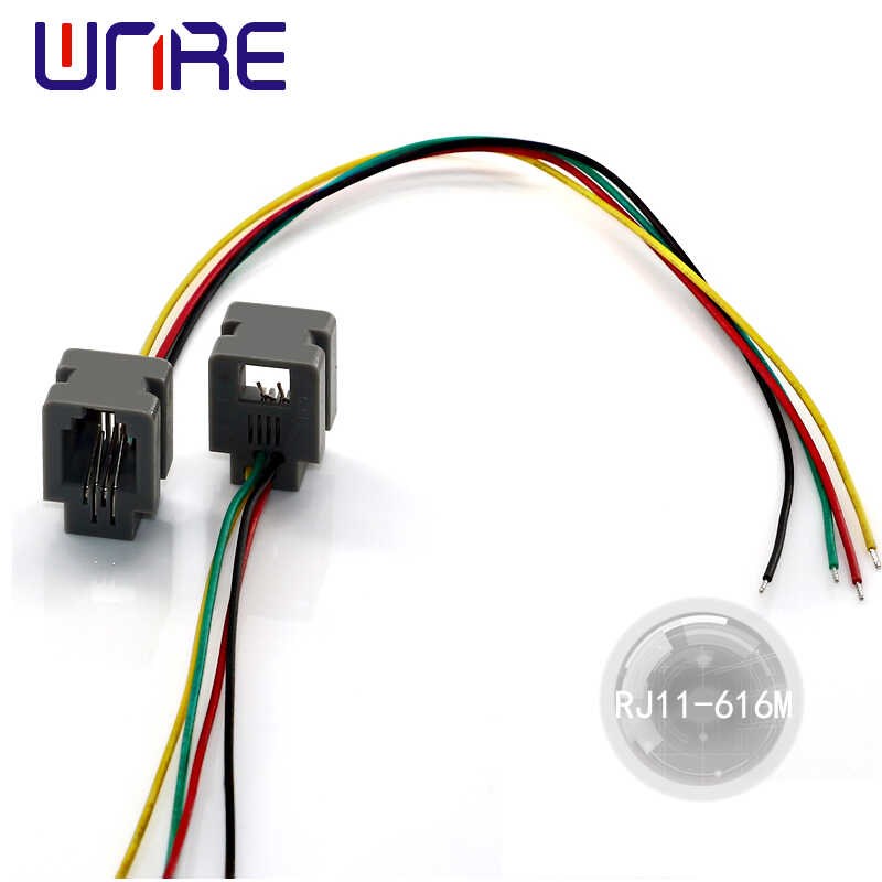 RJ11-616M 4P4C会议麦克风设备语音线电话线信号连接线110/180mm