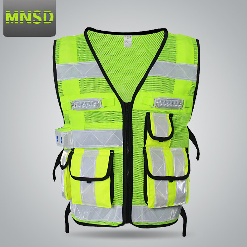 MNSD反光背心LED带灯款马甲 交通/道路 安全警示服多模式闪烁衣服