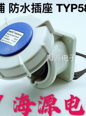 威浦weipu工业插座 航空插头TYP:5802 32A3芯暗装直式座IP67