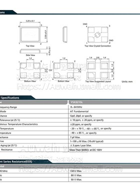 3225贴片无源晶振 9.956M 9.84375 13.5 13.081 13.824 28.6MHz