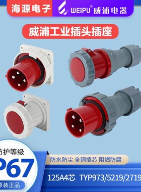 威浦125A4芯  TYP973/5219/2719/473 IP67防水工业插头连接器插座